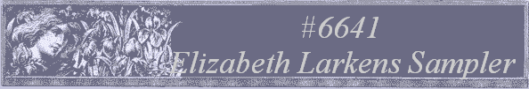 #6641
 Elizabeth Larkens Sampler 